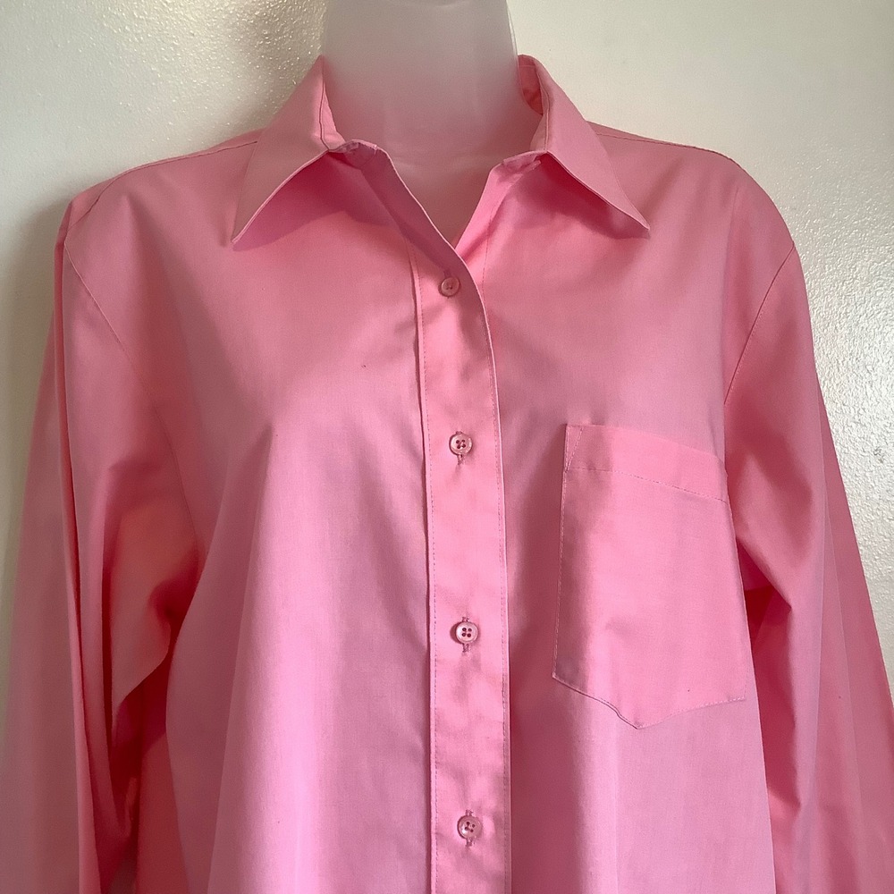 Foxcroft‎ Womens Pink Wrinkle Free Button Down Shirt Long Sleeve Blouse Size 10